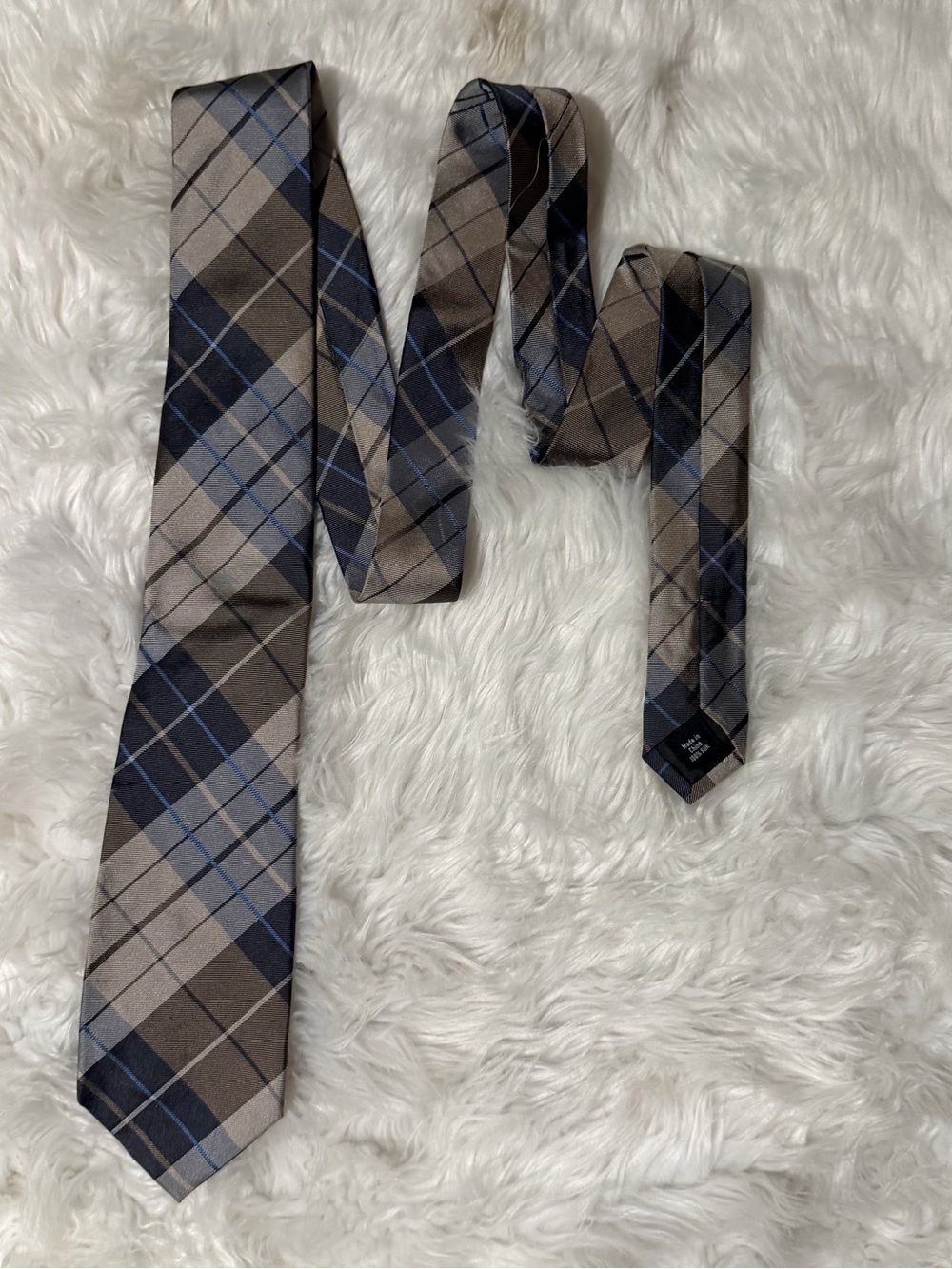 Collection by Michael Straham Classic Plaid Men's Tie in Brown and Blue